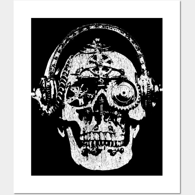 Mechanical Skull with Headphones - Heavy Metal Wall Art by Vector Deluxe